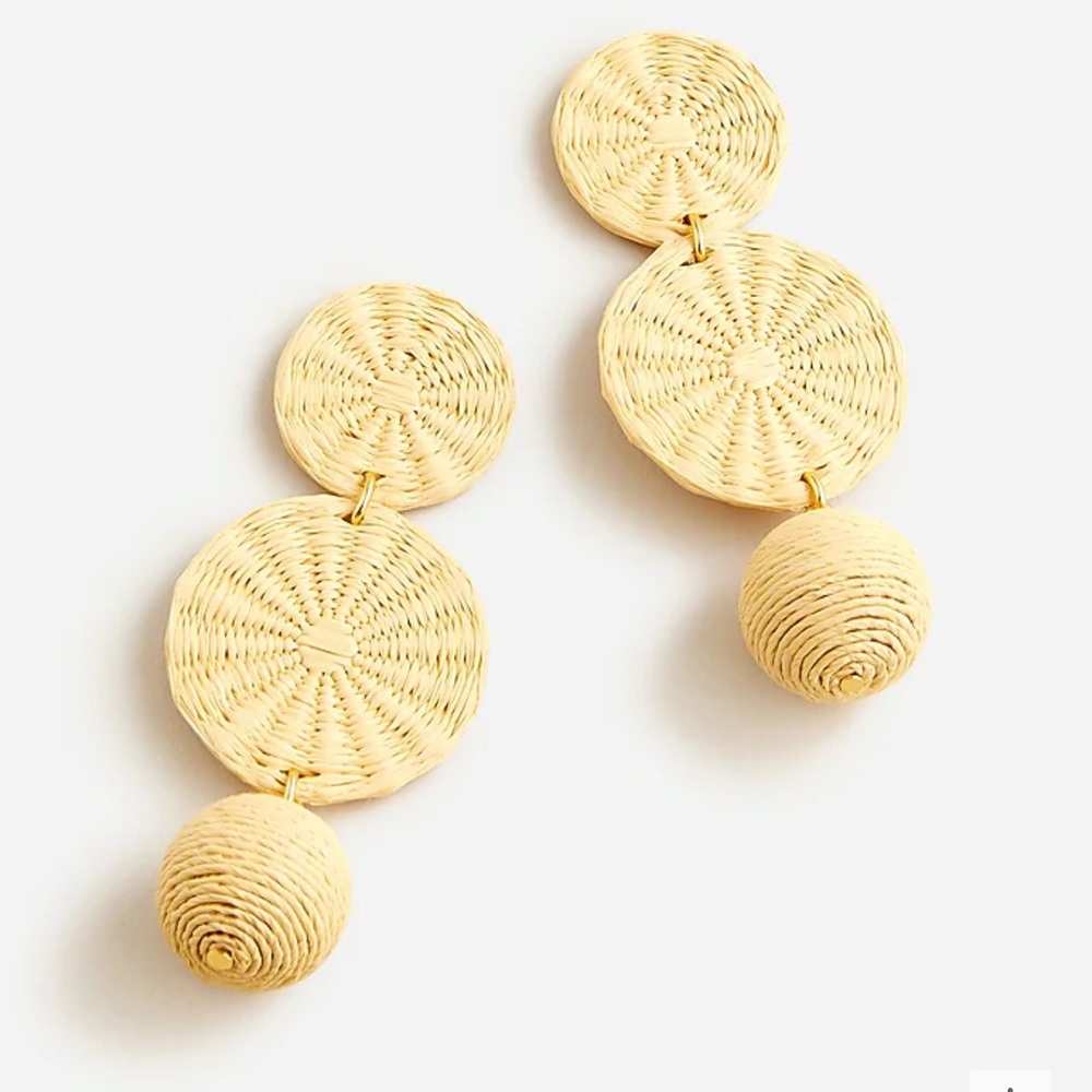 J Crew Triple-Drop Raffia Earrings, NWT